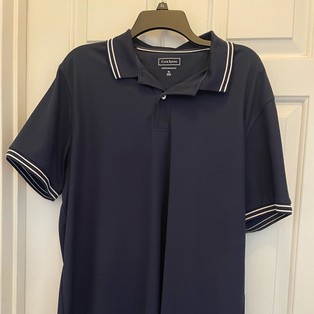 Club Room Men's Polo Shirt in Navy with White Trim